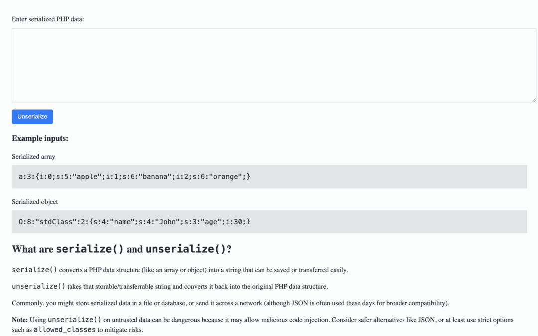 PHP Unserialize Online Viewer
